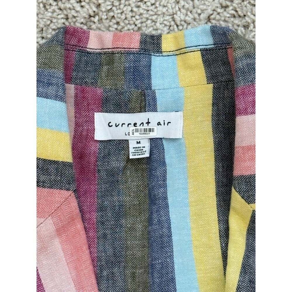 Current Air Women’s Med‎ Rainbow Striped Blazer Linen Blend Academia Preppy - Picture 5 of 9